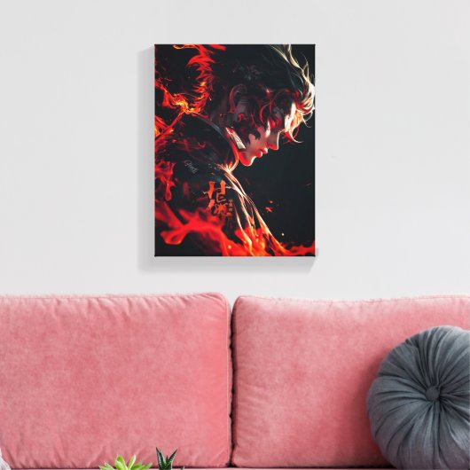 "Vurige strijder van de vlam" Canvas Afdruk (Insitu (Woonkamer))
