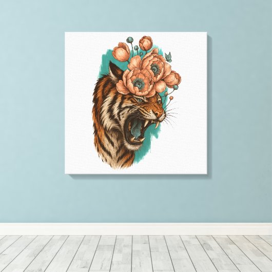 Vurige tijgerbloei canvas afdruk (Insitu (Houten vloer))