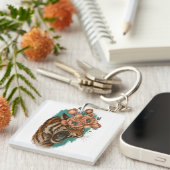 Vurige tijgerbloei sleutelhanger (Voorkant Rechts)