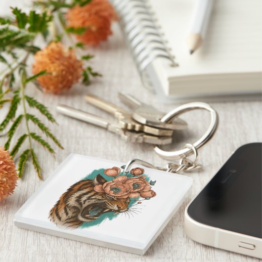 Vurige tijgerbloei sleutelhanger (Voorkant Rechts)