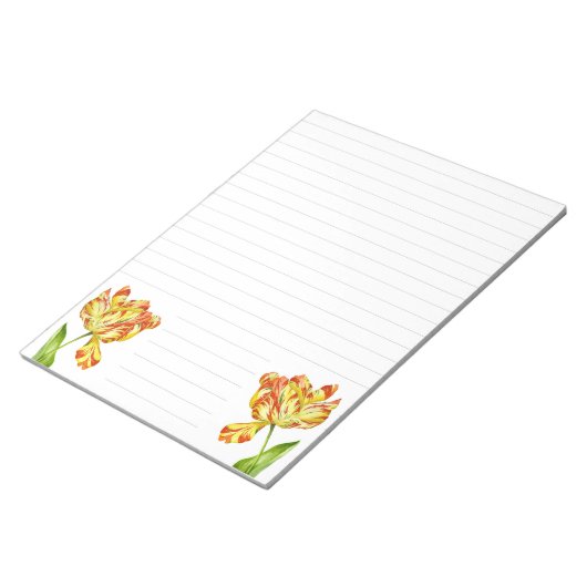 Vurige tulpen op een groot Notitieblok (Schuin)