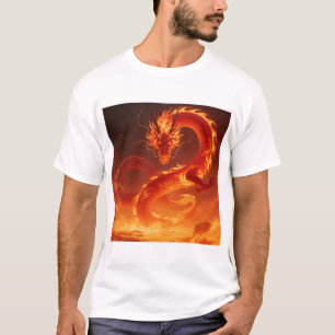 Vurige Vuurdraak   Mythische Vlamdraak Fantasie T-shirt