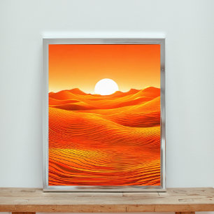 Vurige woestijn zonsondergang foto afdruk
