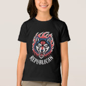 Vurige Wolf Hoofd Agressief Vuur Wolf Bold Dier Tri-Blend Shirt (Voorkant)