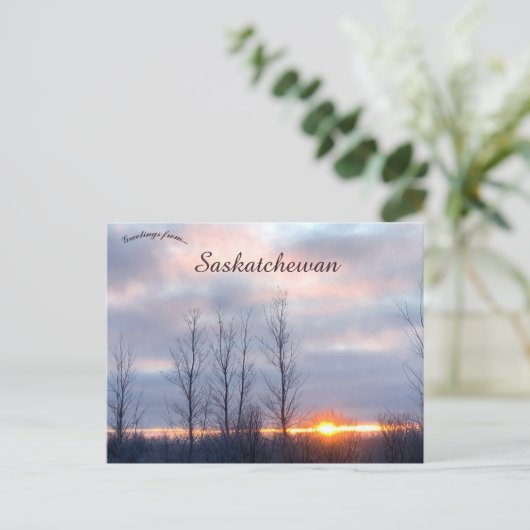 Vurige zonsondergang in Archydal Saskatchewan Cana Briefkaart (Staand voorkant)