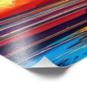 Vurige zonsondergang over de oceaan foto afdruk (Hoek)