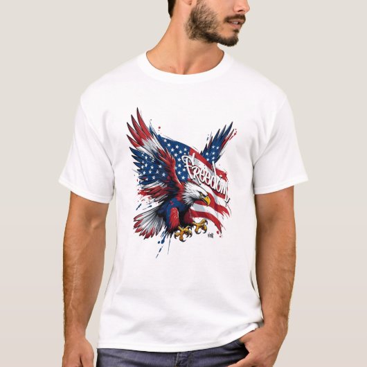 Vushii American Eagle Freedom Graphic Tee T-shirt (Voorkant)
