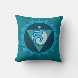 Vushuddha of keel blauw chakra kussen