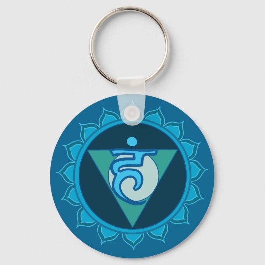 Vushuddha of keel Blauwe Chakra Sleutelring Sleutelhanger (Voorkant)