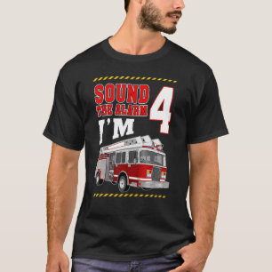 Vuur 4 jaar oude brandweerman, vierde verjaardag t-shirt