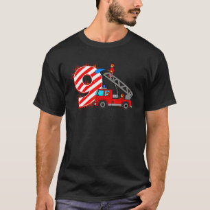 Vuur 9e verjaardag Jongen 9 jaar oude brandweerman T-shirt