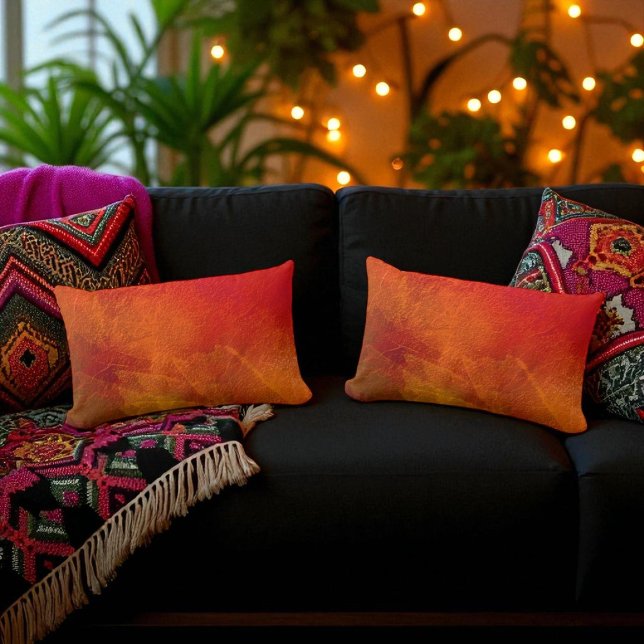 Vuur - Abstracte herfstkunst in Sinaasappel, geel, Kussen (Creator heeft geüpload)