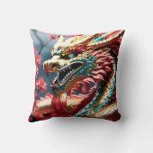 Vuur ademende draak goud blauw en rode schubben kussen (Achterkant)