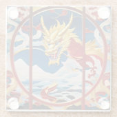 Vuur ademende draak Goud En Rood Glazen Onderzetter (Achterkant)