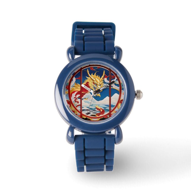 Vuur ademende draak Goud En Rood Horloge (Voorkant)