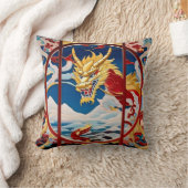 Vuur ademende draak Goud En Rood Kussen (Deken)
