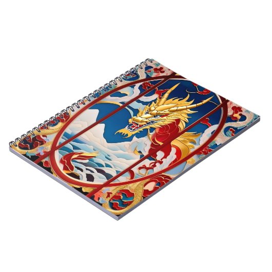 Vuur ademende draak Goud En Rood Notitieboek (Linkerzijde)