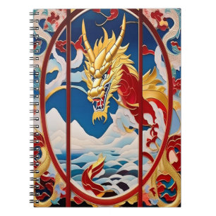 Vuur ademende draak Goud En Rood Notitieboek