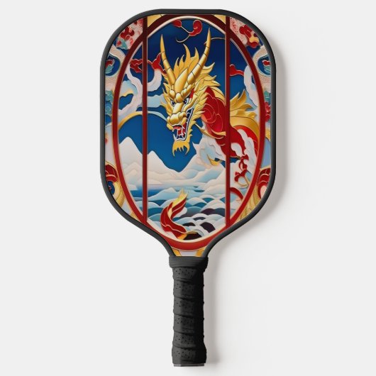 Vuur ademende draak Goud En Rood Pickleball Paddle (Voorkant)