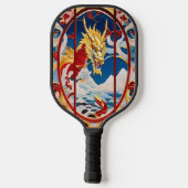Vuur ademende draak Goud En Rood Pickleball Paddle (Achterkant)