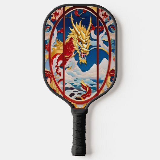 Vuur ademende draak Goud En Rood Pickleball Paddle (Achterkant)