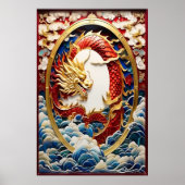 Vuur ademende draak Goud En Rood Poster (Voorkant)
