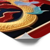 Vuur ademende draak Goud En Rood Poster (Hoek)