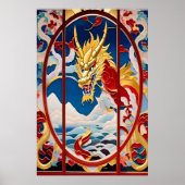 Vuur ademende draak Goud En Rood Poster (Voorkant)