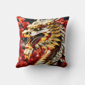 Vuur ademende draak gouden hoofd kussen (Achterkant)