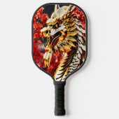Vuur ademende draak gouden hoofd pickleball paddle (Voorkant)