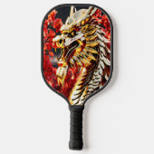 Vuur ademende draak gouden hoofd pickleball paddle (Achterkant)