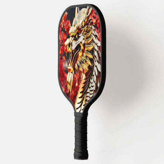 Vuur ademende draak gouden hoofd pickleball paddle (Links)