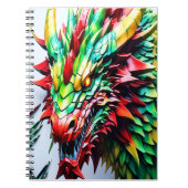 Vuur ademende draak Groen en Rood Notitieboek (Voorkant)
