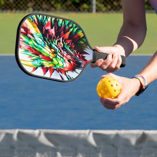 Vuur ademende draak Groen en Rood Pickleball Paddle (Insitu)