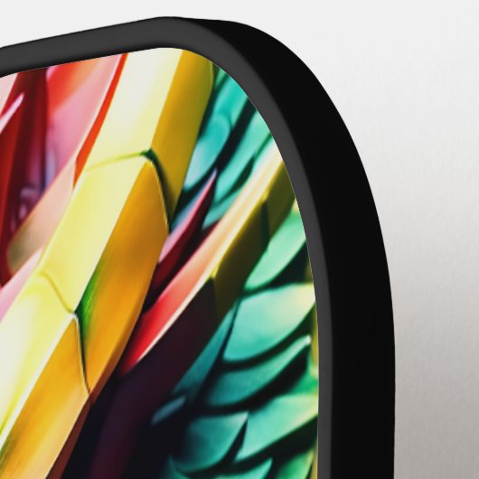 Vuur ademende draak Groen en Rood Pickleball Paddle (Links Detail)