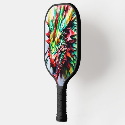 Vuur ademende draak Groen en Rood Pickleball Paddle (Links)