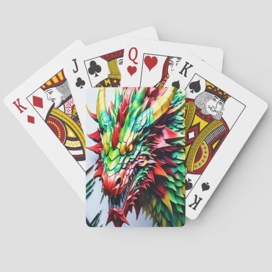 Vuur ademende draak Groen en Rood Pokerkaarten (Achterkant)