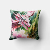 Vuur ademende draak levendige roze schalen kussen (Achterkant)