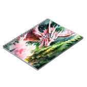 Vuur ademende draak levendige roze schalen notitieboek (Linkerzijde)