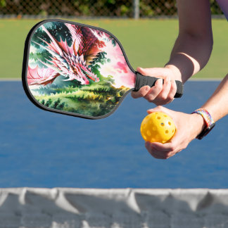 Vuur ademende draak levendige roze schalen pickleball paddle