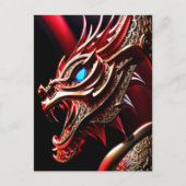 Vuur ademende draak rode en gouden schubben briefkaart (Voorkant)