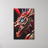 Vuur ademende draak rode en gouden schubben canvas afdruk (Voorkant)