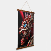 Vuur ademende draak rode en gouden schubben hangend wandkleed (Gebogen)