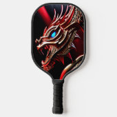 Vuur ademende draak rode en gouden schubben pickleball paddle (Achterkant)