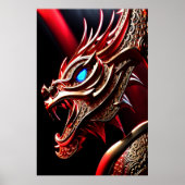 Vuur ademende draak rode en gouden schubben poster (Voorkant)