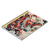 Vuur ademende draak rode en witte schaal notitieboek (Linkerzijde)