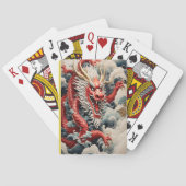 Vuur ademende draak rode en witte schaal pokerkaarten (Achterkant)