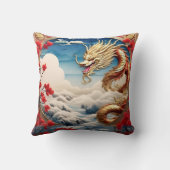 Vuur ademende draak rood blauw en goud schubben kussen (Achterkant)