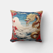 Vuur ademende draak rood blauw en goud schubben kussen (Voorkant)