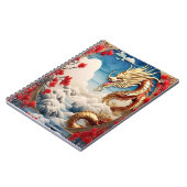 Vuur ademende draak rood blauw en goud schubben notitieboek (Linkerzijde)
